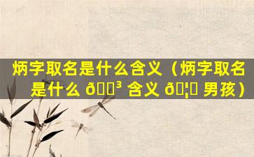 炳字取名是什么含义（炳字取名是什么 🐳 含义 🦍 男孩）